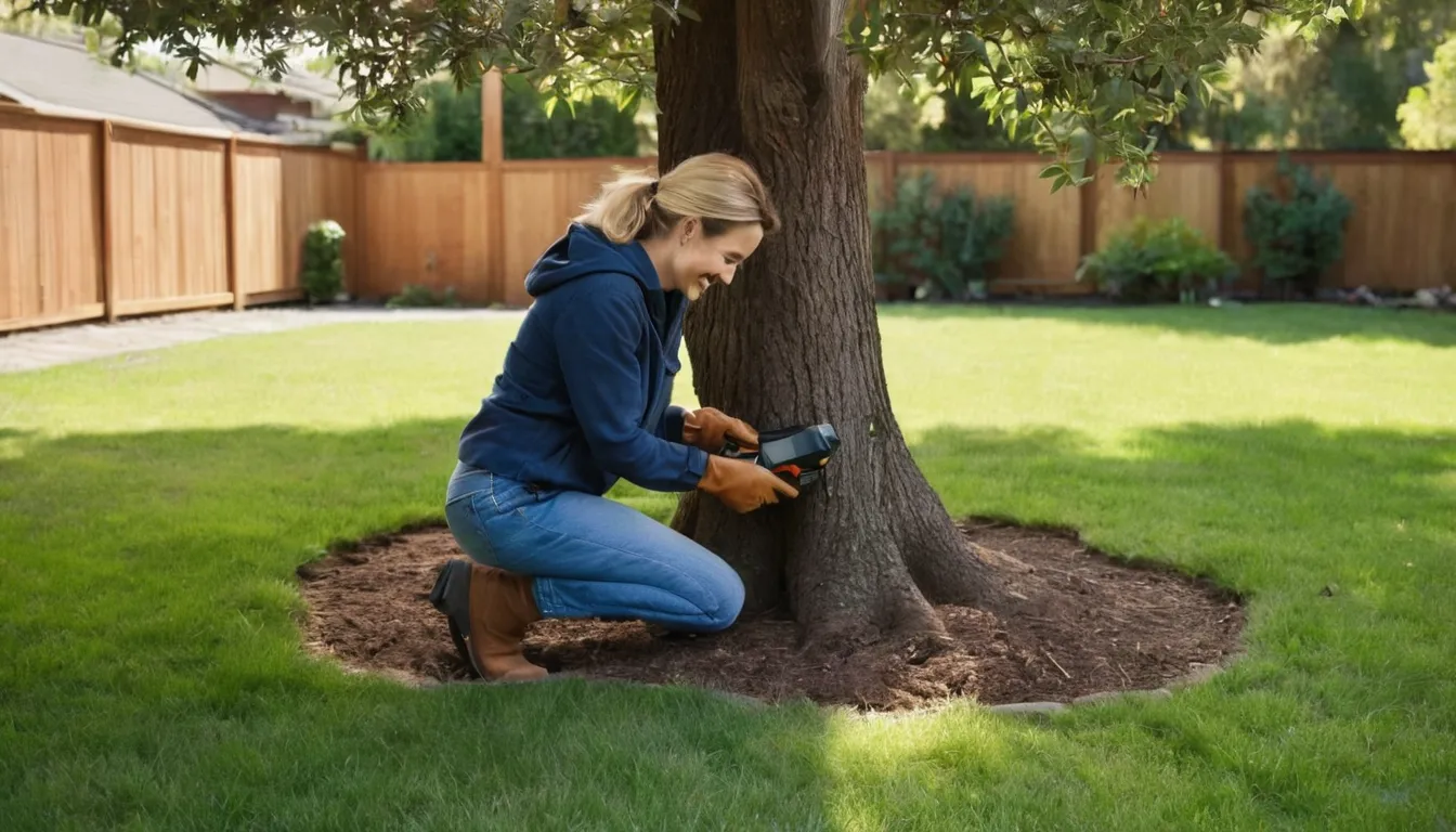 A homeowner checking a tree trunk before requesting an estimate in Elk Grove